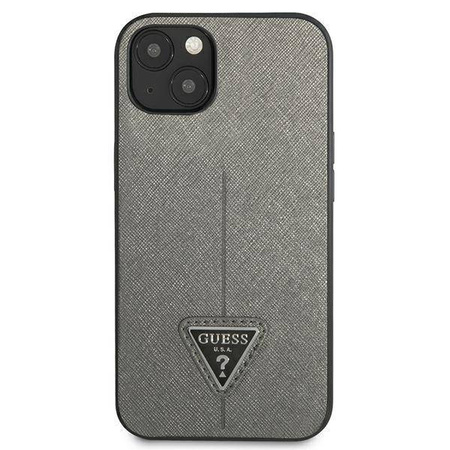 Original Case IPHONE 13 MINI Guess Hardcase Saffianotriangle Logo (GUHCP13SPSATLG) silver