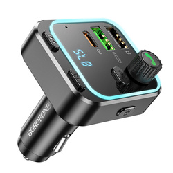 Borofone Transmiter FM BC53 Highway MP3, Bluetooth - 2xUSB + Typ C - QC 3.0 18W PD 20W czarny