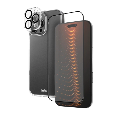 SBS-Set mit D3O-Technologie für iPhone 16 Pro Max – Hülle + Displayglas und Kameraschutz – transparent