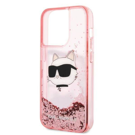 Karl Lagerfeld Liquid Glitter NFT Choupette Head - Etui iPhone 14 Pro (różowy)