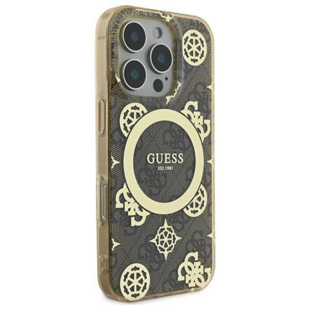 Original Case IPHONE 16 PRO MAX Guess Hardcase IML Peony On 4G Background MagSafe (GUHMP16XH4PYEEW) brown