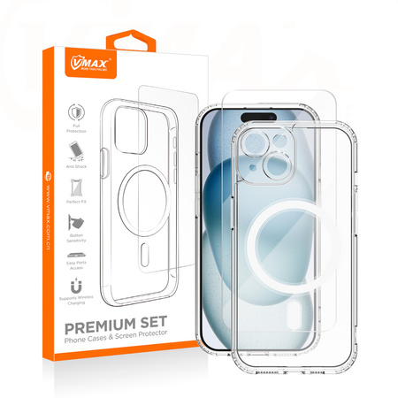 Vmax zestaw nakładka Mag + szkło 2,5D premium do iPhone 15 Plus 6,7&quot;