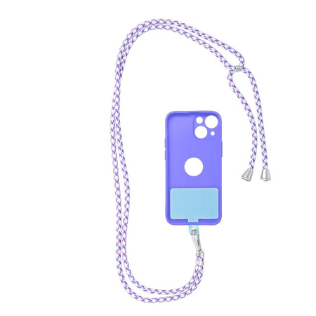 Zawieszka SWING do telefonu z regulacją długości / długość sznura 165cm (max 82,5cm w pętli) / na ramię lub szyję - białofioletowy