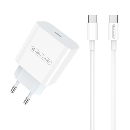 JELLICO wall charger AK180 PD 20W 1xUSB-C + cable USB-C - USB-C White