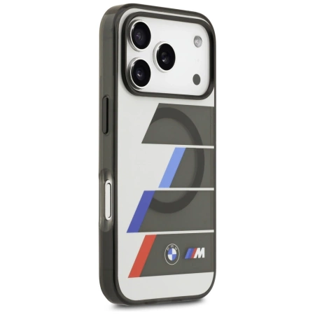 BMW M IML Metallknöpfe, dreifarbige Linien, MagSafe-Hülle für iPhone 17 Pro Max – Grau