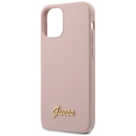 Guess Silicone Script - Etui iPhone 12 mini (różowy)