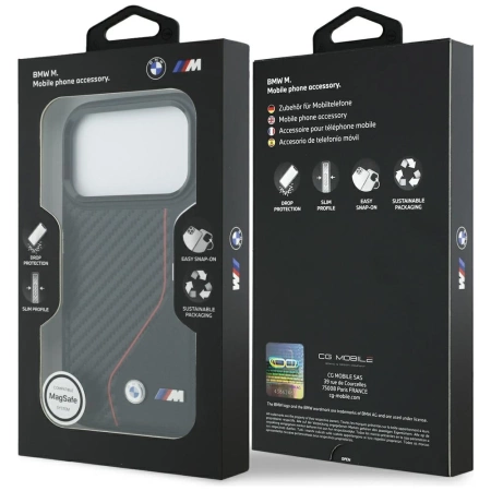 BMW M Carbon Line &amp; Logo MagSafe Case für iPhone 17 Pro – Rot