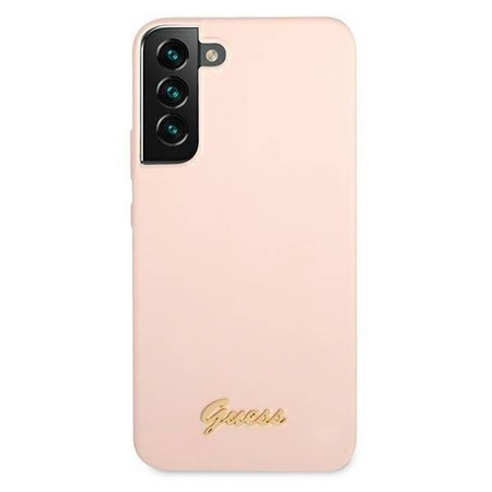 Guess GUHCS22MLSLMGPP S22+ S906 różowy/pink hardcase Silicone Script Metal Logo