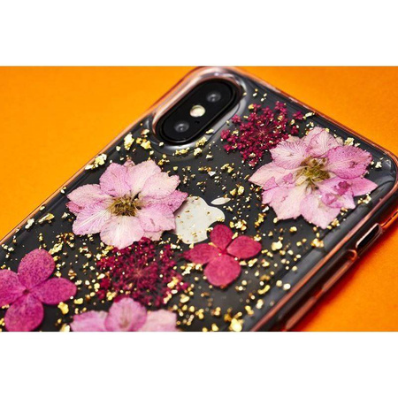 PURO Glam Hippie Chic Cover - Etui iPhone XR (prawdziwe płatki kwiatów zielone)