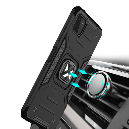 Wozinsky Ring Armor pancerne hybrydowe etui pokrowiec + magnetyczny uchwyt Samsung Galaxy A22 4G czarny