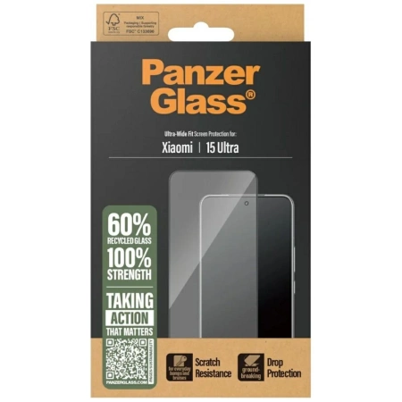 PanzerGlass Ultra-Wide Fit gehärtetes Glas mit. Schwarzer Rahmen für Xiaomi 15 Ultra