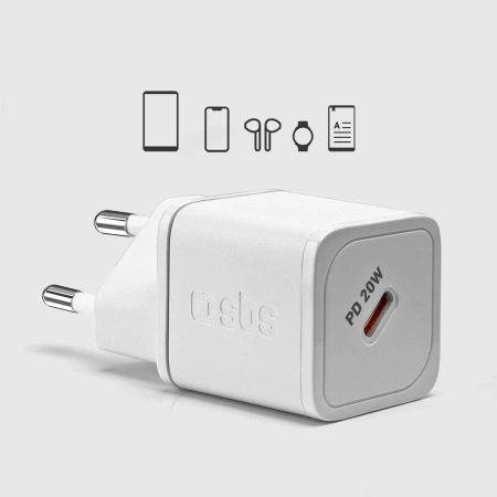 SBS TETRGAN1C20W 20-W-GaN-Wandladegerät mit Power Delivery – Weiß