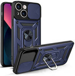 Hybrid Armor Camshield case for iPhone 13 armored case with camera cover blue