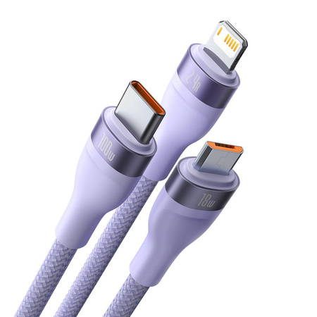 Baseus Flash Series II kabel USB - USB Typ C / Lightning / micro USB 100 W 1,2 m fioletowy (CASS030005)