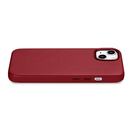 iCarer Case Leather pokrowiec etui z naturalnej skóry do iPhone 14 Plus czerwony (kompatybilne z MagSafe)