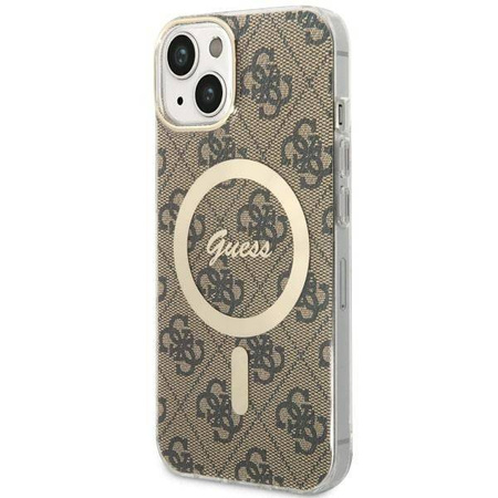 Guess GUHMP14SP4RPSW iPhone 14 6,1&quot; braun/braunes Hardcase 4G bedruckte Streifen MagSafe