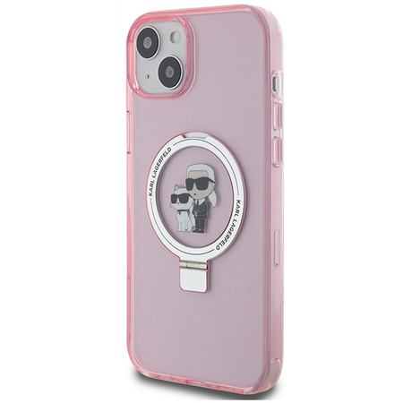 Karl Lagerfeld KLHMP15SHMRSKCP iPhone 15 6.1" pink/pink hardcase Ring Stand Karl&Choupette MagSafe
