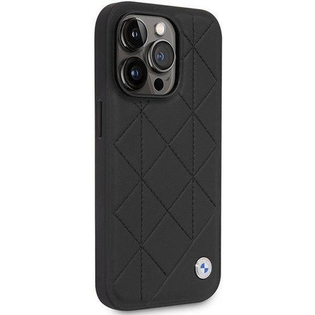 Original Handyhülle IPHONE 14 PRO BMW Leather Quilted (BMHCP14L22RQDK) schwarz