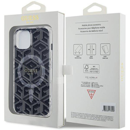 Oryginalne Etui GUESS Hardcase GUHMP15SHGCUSTGK do iPhone 15 (Kompatybilny z Magsafe / IML GCUBE / czarny)