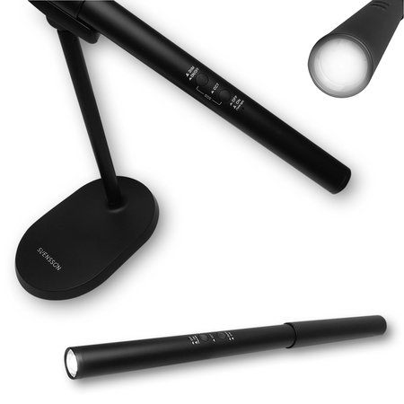 Svensson Lampka biurkowa/latarka 2w1 AMSTERDAM magnetyczna odpinana 8W czarna