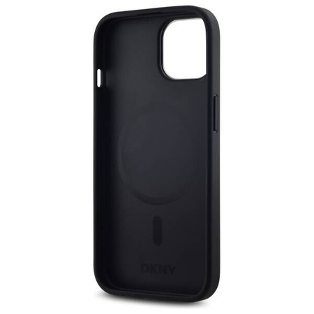 Original Handyhülle IPHONE 15 DKNY Hardcase Plain Logo MagSafe (DKHMP15SPSCMCLK) schwarz