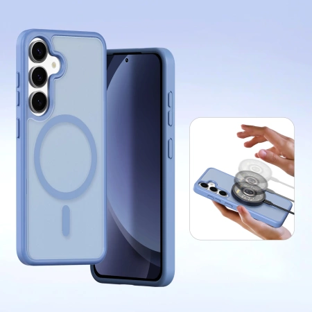 Etui skórzane Dux Ducis Lawa na Samsung Galaxy S25 z odłączanym portfelem magnetycznym - niebieskie