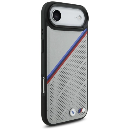 BMW M Tricolor Metal Logo MagSafe Case für iPhone 17 Air – Grau