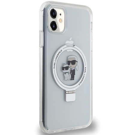 Karl Lagerfeld KLHMN61HMRSKCH iPhone 11 / Xr 6,1&quot; weiß/weiß Hardcase Ringständer Karl&amp;Choupette MagSafe