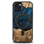 Holz- und Harzhülle für iPhone 13 MagSafe Bewood Unique Neptune – Marineblau und Schwarz