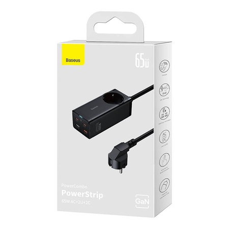 Ładowarka sieciowa / listwa zasilająca Baseus GaN3 Pro 2x USB + 2xUSB-C + AC, 65W