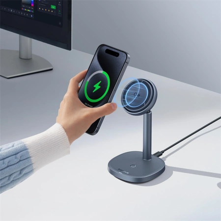 Baseus Orbit 2 Pro MagSafe Qi2 20W 2 in 1 Induktives Ladegerät mit Kühlung - Grau