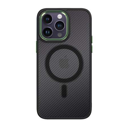 Tel Protect Magnetic Carbon Case do Iphone 15 Plus Czarno-zielony