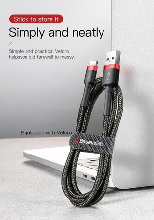 Baseus Cafule Cable - Kabel do ładowania i transmisji danych USB do USB-C 3 A, 1 m (czerwony/czarny)