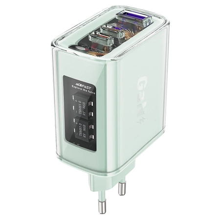Acefast Ladegerät GaN 65W 3 Ports (1xUSB, 2xUSB C) grün (A45)
