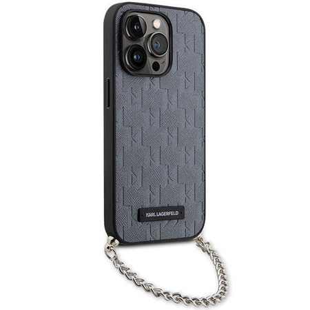 Karl Lagerfeld KLHCP14LSACKLHPG iPhone 14 Pro 6,1&quot; Silber/Silber Hardcase Saffiano Monogram Chain