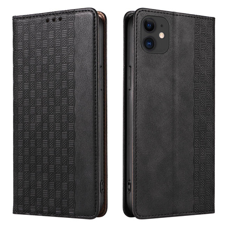 Magnet Strap Case etui do iPhone 12 pokrowiec portfel + mini smycz zawieszka czarny