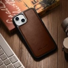 iCarer Leather Oil Wax etui pokryte naturalną skórą do iPhone 14 Plus (kompatybilne z MagSafe) brązowy (WMI14220719-BN)