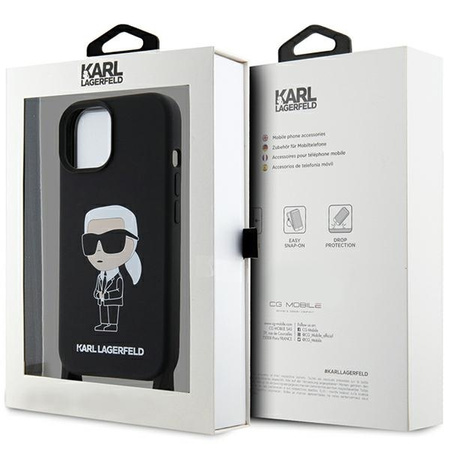 Karl Lagerfeld KLHCP15SSCBSKNK iPhone 15 6,1&quot; Hardcase schwarz/schwarz Crossbody Silikon Ikonik