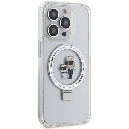 Karl Lagerfeld KLHMP14LHMRSKCH iPhone 14 Pro 6.1&quot; white/white hardcase Ring Stand Karl&amp;Choupette MagSafe