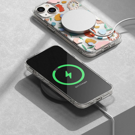 Ringke Fusion Design Armoured Sleeve Cover mit Gelrahmen für iPhone 14 Plus transparent (Floral) (FD637E31)