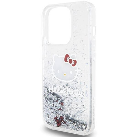 Hello Kitty Liquid Glitter Charms Kitty Head case for iPhone 13 Pro Max - silver