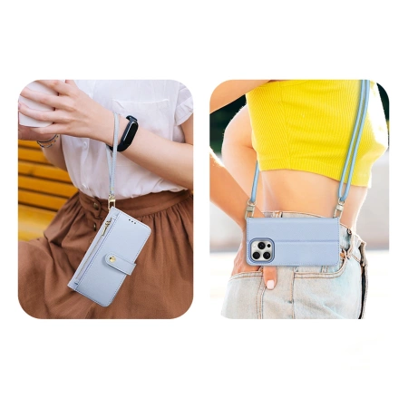 Etui skórzane Dux Ducis Lawa na iPhone 15 Pro Max - niebieskie