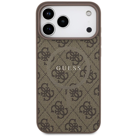 GUESS futerał do IPHONE 17 Pro Max kompatybilny z MagSafe GUHMP17XG4GFRW (PU 4G Ring Classic Logo) brązowy