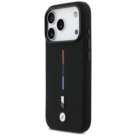 Etui BMW M Silicon Tricolor Line MagSafe na iPhone 17 Pro - czarne