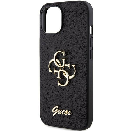 Original Handyhülle APPLE IPHONE 15 Guess Hardcase Glitter Script Big 4G (GUHCP15SHG4SGK) schwarz