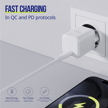 Allity ładowarka sieciowa GaN PD QC ATC-01-20WC 1x USB-C 20W biała