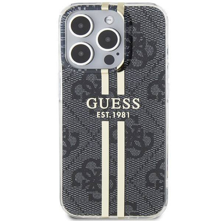 Oryginalne Etui GUESS Hardcase GUHCP15LH4PSEGK do iPhone 15 Pro (4G Gold Stripe / czarny)