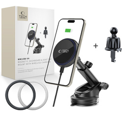TECH-PROTECT MM15W-V4 MAGNETIC MAGSAFE DASHBOARD & VENT CAR MOUNT WIRELESS CHARGER 15W BLACK