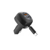 Ładowarka samochodowa Forcell F-Energy Alu USB C + USB A + zwijany kabel USB C PD QC4.0 SFC2.0 3A 75W czarna