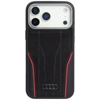 Audi R8 Genuine Leather MagSafe Case for iPhone 17 Pro - Black and Red